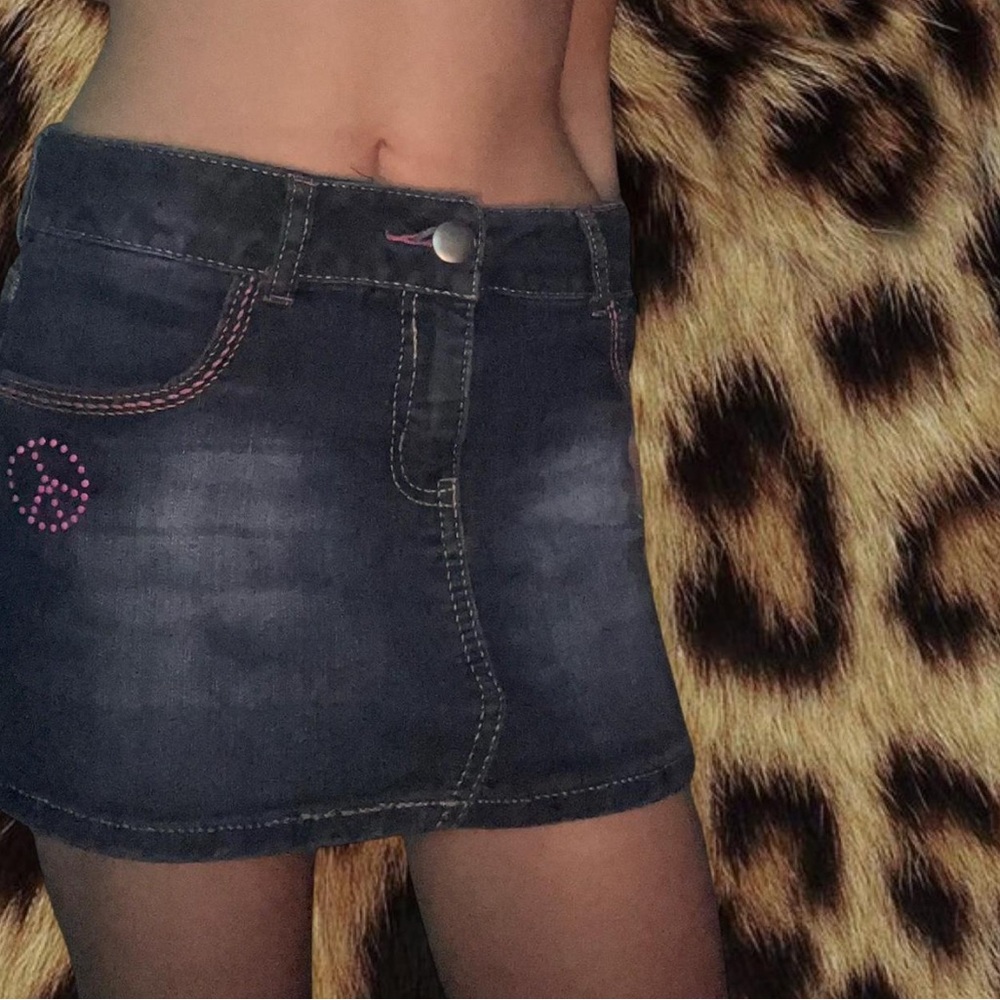 Mini denim skirt with beaded and embroidered details